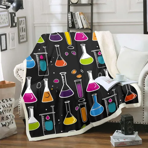 Miniatura 9 de Erosebridal Manta de forro polar de ecuación química para niños y niños, manta de estudiantes de ciencias, tubo de ensayo, microscopio,
