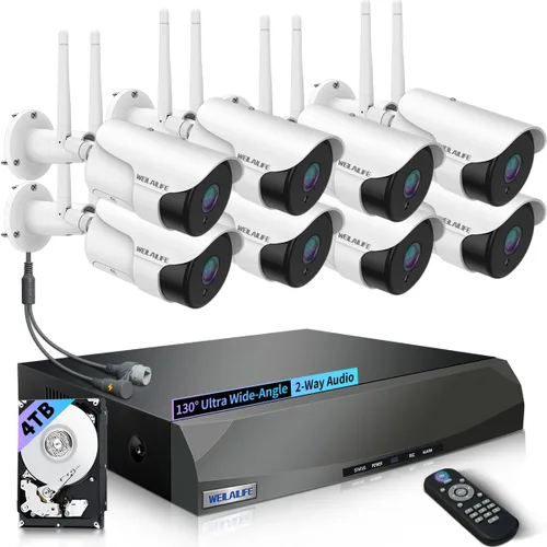 Miniatura 10 de WEILAILIFE 【Audio bidireccional y antena dual mejorada】 Sistema de cámara de seguridad inalámbrica para exteriores con visión nocturna de 27.4