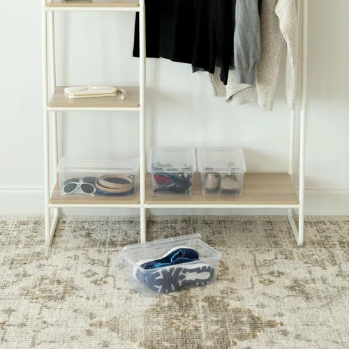 Miniatura 4 de IRIS USA Paquete de 12 contenedores de almacenamiento con tapas, 6 cuartos de galón, transparentes como el cristal, cajas de zapatos, contenedores