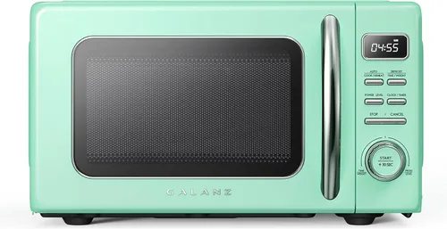 Galanz - Horno microondas retro GLCMKZ09GNR09, funciones de cocción y recalentamiento automáticos, descongelación e inicio rápido, fácil limpieza,