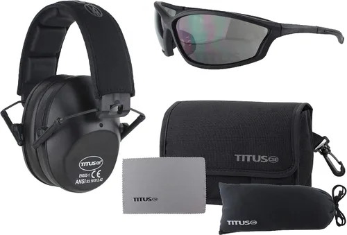 Miniatura 18 de TITUS Paquete combinado de orejeras y gafas de seguridad de línea delgada Marco negro G26/lente amarilla