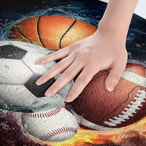 Miniatura 5 de Erosebridal Alfombras deportivas de baño para niños de 16 x 24 pulgadas, tapete de baño de béisbol y fútbol, para niños, adolescentes, baloncesto