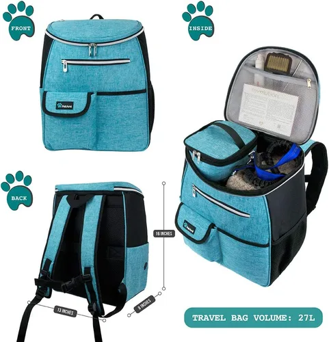 Miniatura 2 de PetAmi - Bolsa de viaje para perros con mochila, bolsas para perros aprobadas por aerolíneas para viajar, bolsa de pañales para cachorros, azul mar