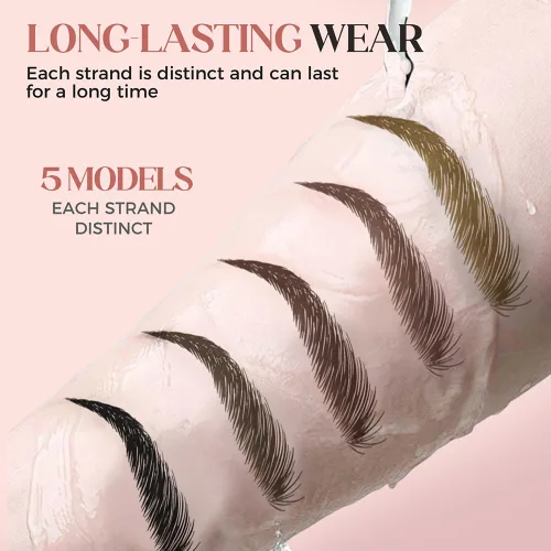 Miniatura 2 de Microblading - Lápiz de cejas 3D de 4 puntas, resistente al agua, de larga duración, con efecto de maquillaje natural para todo el día (negro)