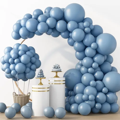 Miniatura 27 de Rubfac - Globos azul rey, 129 unidades, diferentes tamaños, 18, 12, 10 y 5 pulgadas para arco de guirnalda, decoración de cumpleaños azul, baby Azul