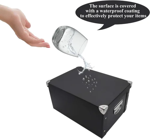 Miniatura 4 de GUOZI Caja de almacenamiento plegable, caja de memoria decorativa con tapa y esquinas reforzadas de metal, caja de regalo organizadora para 2
