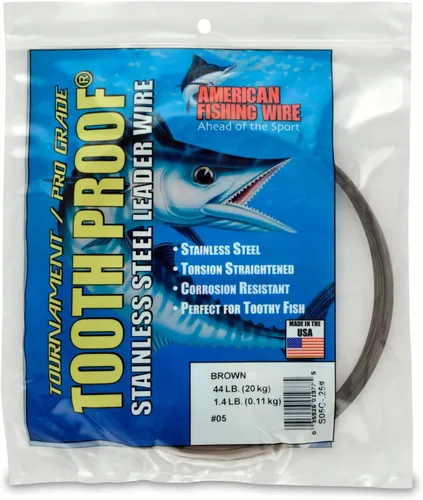 Miniatura 86 de AFW Alambre Líder Duro de Una Hebra de Acero Inoxidable a Prueba de Dientes - Brillante y Camuflaje para Tiburón, Barracuda, Caballa Real, Wahoo