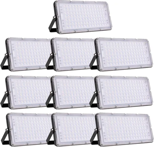 Miniatura 11 de papasbox Luz de inundación LED de 100 W para exteriores, luces de seguridad para exteriores de 8000 lúmenes, luces LED blancas cálidas de 3000 K