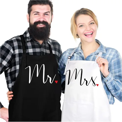 Prazoli - Delantales para él y ella, compromiso de parejas de señor y señora, bonito regalo de despedida de soltera, aniversario, artículos de Mr. &
