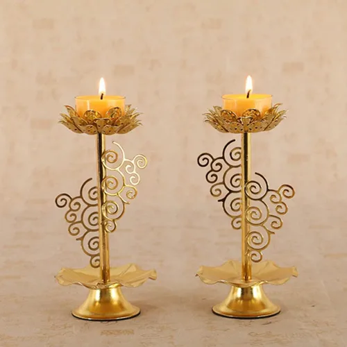 Miniatura 6 de 2 portavelas de loto de aleación, candelabros decorativos budistas para decoración tranquila del hogar, elegante base de vela para meditación