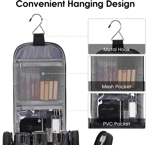 Miniatura 4 de Bolsa de Aseo Colgante Narwey para Mujeres, Organizador de Maquillaje de Viaje, Bolsa de Artículos de Aseo para Cosméticos, Accesorios Esenciales