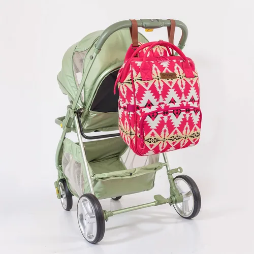 Miniatura 7 de Mochila para pañales Montana West Wrangler Callie con correas para cochecito, patrón occidental, multifunción, bolsa de viaje para bebé Tt-rosa