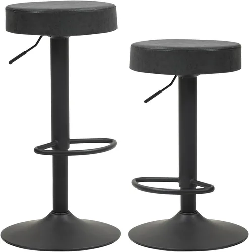 Finnhomy Juego de 2 taburetes de bar de altura de mostrador, taburetes de bar giratorios con reposapiés y espalda descubierta, taburetes de bar Negro