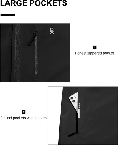 Miniatura 5 de Little Donkey Andy Chaqueta impermeable para hombre, ligera, con capucha, para viajes, senderismo, golf