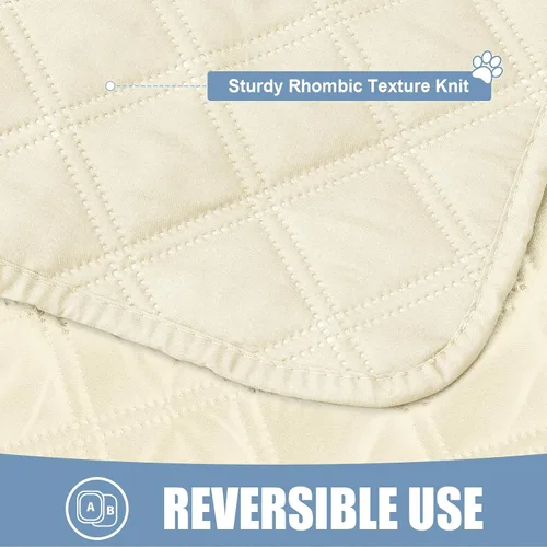 Miniatura 4 de Smiry Funda impermeable para cama de mascota, suave y lavable, para muebles, cama, sofá, reversible, a cuadros (30 x 53 pulgadas, color beige/beige)