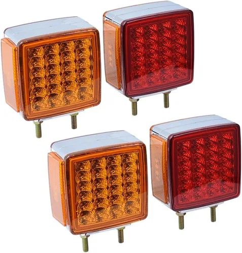 Miniatura 14 de Astra Depot 2 piezas de luz de cara doble de 3" redondas, 24 LED, color rojo, ámbar y blanco, para remolque de camión semi, tractor, vehículo largo