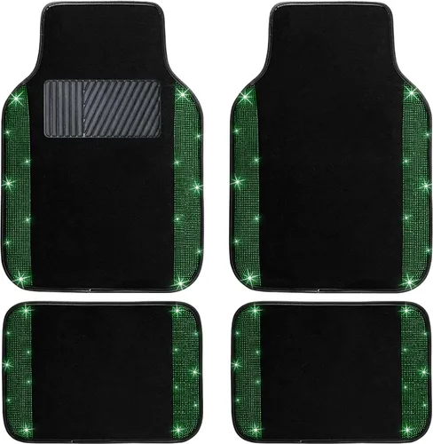 Miniatura 17 de NBTEPEM Juego completo de alfombrillas brillantes para piso de automóvil y funda para volante, ajuste universal para la mayoría de los automóviles