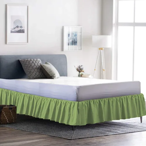 Miniatura 6 de 100% algodón 600 hilos 1 pieza falda de cama con volantes de polvo de 12 pulgadas con plataforma, estilo recogido (tamaño Queen, rosa)