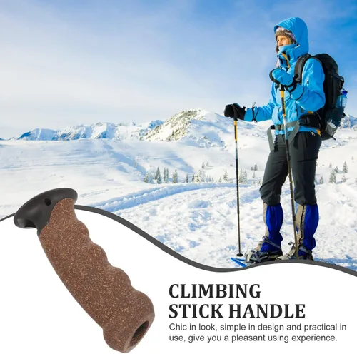 Miniatura 9 de Mango de bastón, mango de caña de senderismo, mango de corcho, agarre de poste de trekking, puntas de bastón, protectores de repuesto, adaptador