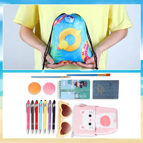 Miniatura 5 de Boao 12 bolsas con cordón para fiesta en la piscina, regalo de playa, bolsa de regalo para verano, fiesta temática de playa, suministros