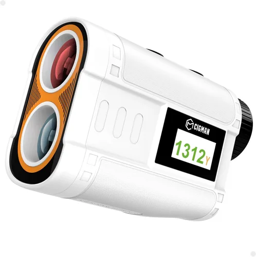 Telémetro de golf con pendiente, CIGMAN 1312 yardas buscador de golf, pantalla a color externa, vibración de bloqueo de bandera, aumento 6X,
