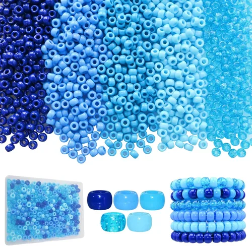 Miniatura 27 de Amaney - 500 cuentas de plástico para poni de 0.236 x 0.354 in, mezcla de colores mezclados con purpurina transparente