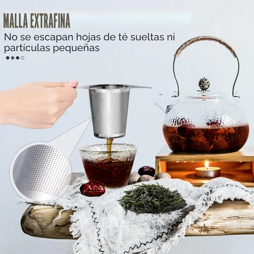 Miniatura 3 de Infusor de té de malla extra fina de acero inoxidable 18/8 con gran capacidad y tamaño perfecto con asas dobles para colgar en teteras, tazas