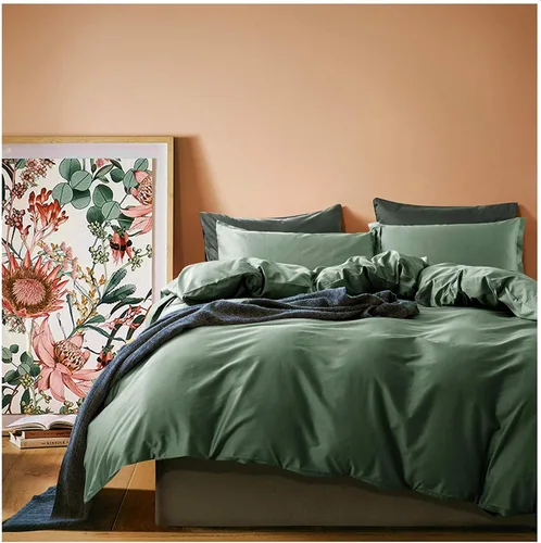 Miniatura 17 de Juego de ropa de cama de lujo de algodón egipcio, de color liso, de satén de alta densidad de hilos largos, sedoso, suave, transpirable, de primera