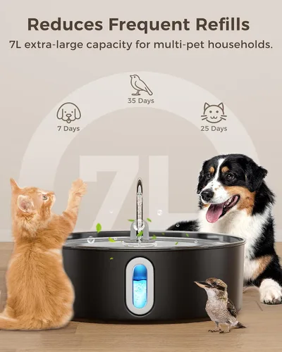 Miniatura 2 de Fuente de Agua de Acero Inoxidable para Perros y Gatos con Cuenco y Filtros de Reemplazo, Ideal para Perros Grandes, Gatos y Hogares con Múltiples