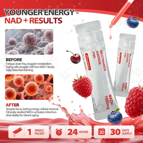 Miniatura 7 de Suplemento NAD, suplementos líquidos liposomales NAD+ de 1000 mg, alternativa de suplemento NMNH para hombres y mujeres, aumenta la energía celular
