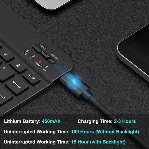 Miniatura 5 de Funda con teclado para Samsung Galaxy Tab A7 de 10.4 pulgadas 2020 (SM-T500/T505/T507), cubierta de teclado Bluetooth desmontable