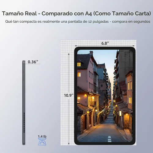 Miniatura 8 de Tablet portátil 2 en 1 2026 con teclado magnético y 1 año Office 365, pantalla táctil IPS 2K FHD de 12 pulgadas, 12 GB de RAM 512 GB SSD, procesador