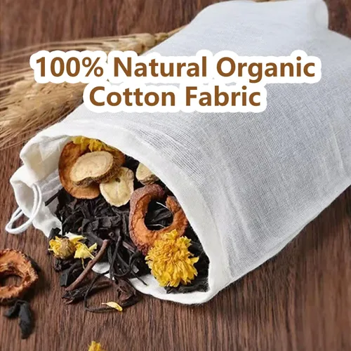 Miniatura 7 de 30 piezas de bolsas de especias de algodón natural para cocinar: 4x6, 6x8 Filtros de té reutilizables con cordón, ideales para colar sopas, bolsitas