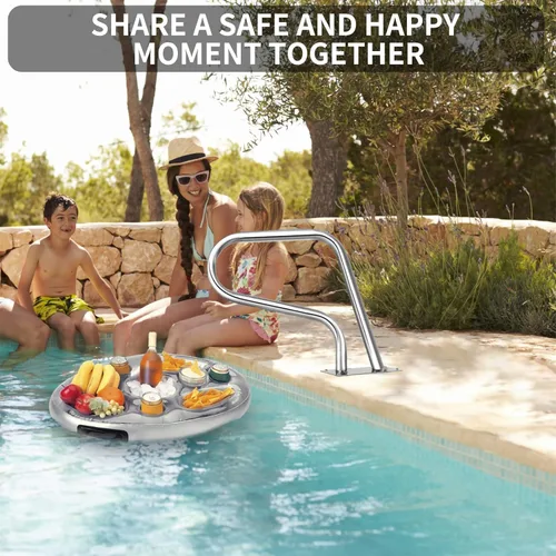 Miniatura 7 de 304SS Pasamanos de piscina con cubierta azul antideslizante - Barandilla de piscina enterrada de 30 x 22 pulgadas
