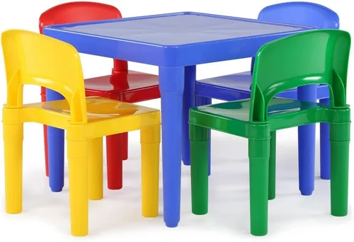 Miniatura 10 de Humble Crew Juego de mesa y 4 sillas para niños, Mesa amarilla con sillas - Mesa de actividades para niños pequeños resistente para tiempo de juego