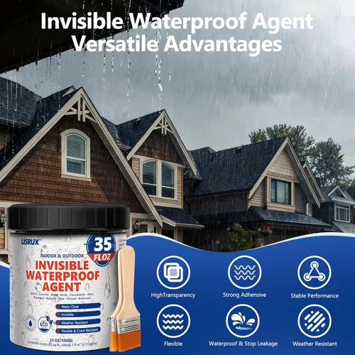 Miniatura 2 de Sellador impermeable de 35 onzas, revestimiento impermeable transparente, a base de agua, agente impermeable invisible a base de agua para techo