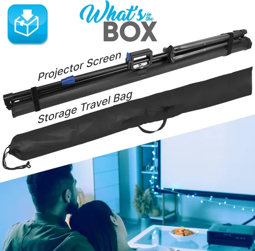 Miniatura 2 de Pyle Pantalla de proyector portátil de 80 pulgadas con soporte de trípode, pantalla enrollable plegable de configuración rápida con superficie