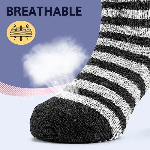 Miniatura 4 de Sosenfer Calcetines antideslizantes para niños pequeños con pinzas, 5-10 pares de calcetines antideslizantes para bebés de 1 a 7 años, hechos