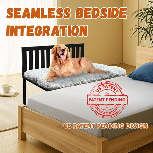 Miniatura 2 de Beside - Cama para perro, literas para perros de altura ajustable, marco de cama de metal para perros de 40 x 28 pulgadas con cojín, tamaño grande