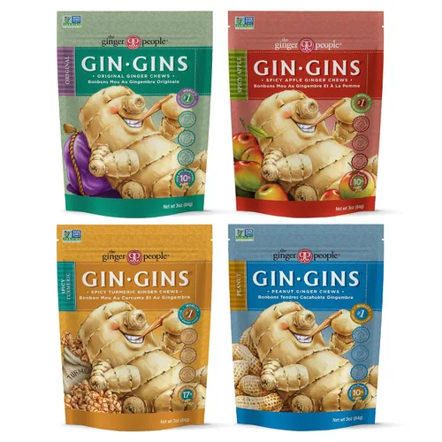 Miniatura 25 de GIN GINS - Caramelo duro de jengibre de doble fuerza – Caramelo 100% natural de The Ginger People – Golosinas saludables envueltas individualmente