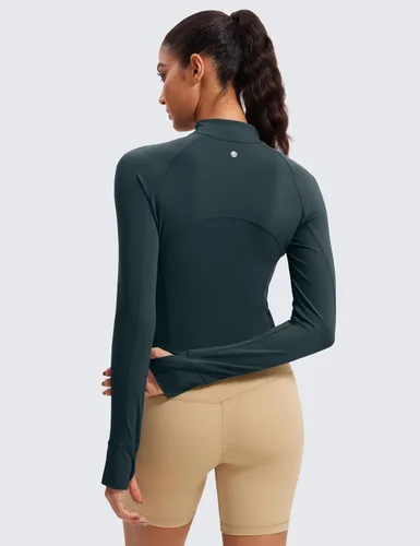 Miniatura 2 de CRZ YOGA Butterluxe - Camisas de entrenamiento de manga larga para mujer, con cremallera de medio cuarto, camiseta atlética con cuello para otoño