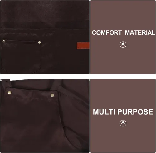 Miniatura 3 de Uonlytech Waterproof Commercial Bib Apron with Pockets Adjustable Unisex Work Apron for Kitchen Cooking Serving Coffee Shop Staff
