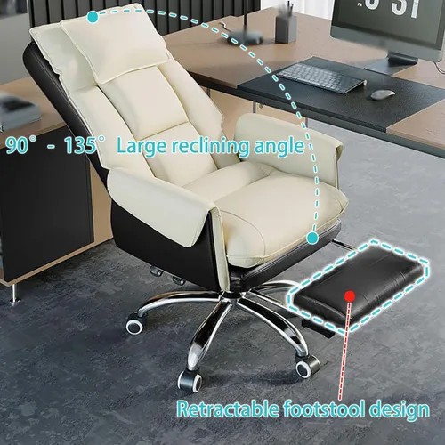 Miniatura 3 de Ergonomic Big & Tall Pu Leather Office Chair, High Back Wide Desk Chair with Wheels & Retractable Footrest, Comfortable Executive Computer Chair