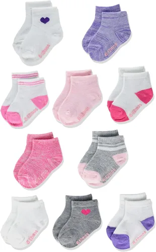 Hanes Calcetines para bebés y niños pequeños, calcetines de tobillo antideslizantes para niños y niñas, paquetes de 10 pares