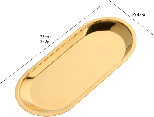 Miniatura 2 de Buyer star Bandeja ovalada de acero inoxidable de 9 pulgadas, bandeja de almacenamiento, bandeja de almacenamiento, plato de platos, cosméticos