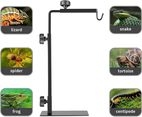 Miniatura 2 de Soporte para Lámpara de Reptil, Cúpulas Ajustables de 16-31 Pulgadas, Soporte de Metal con Bracket de Piso Portador de Luz para Iluminación