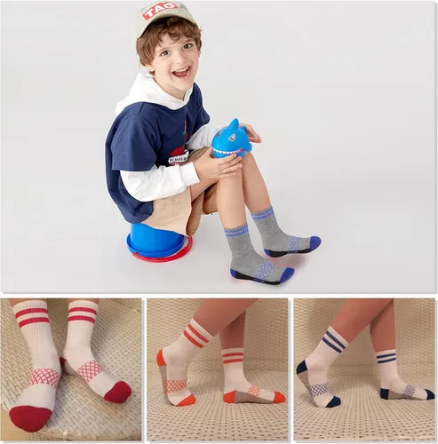 Miniatura 5 de Comfoex Calcetines deportivos de algodón para niños, calcetines deportivos medio acolchados, calcetines de pantorrilla para niños grandes