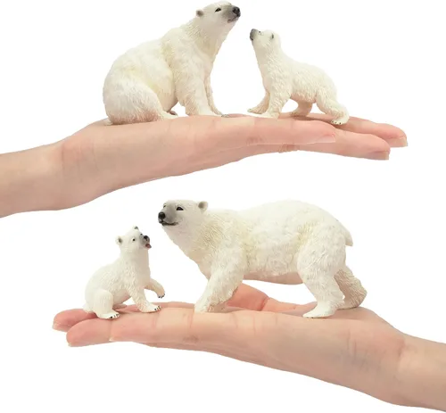 Miniatura 3 de Toymany 6 figuras de oso polar con cachorro de oso polar, figuras realistas de animales árticos de 2 a 4 pulgadas, juego familiar para Navidad