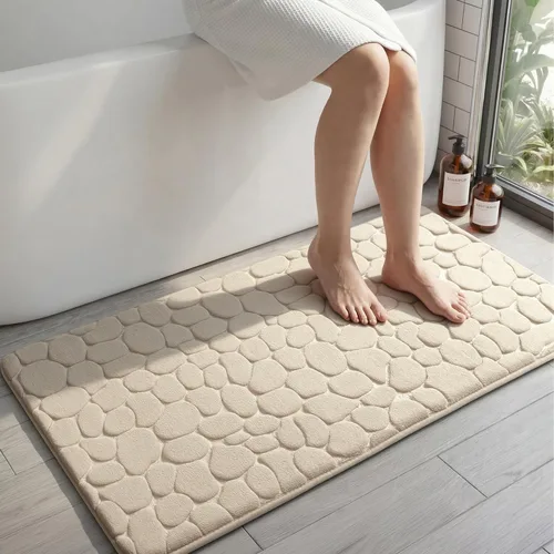Miniatura 37 de YIHOUSE - Alfombra de espuma viscoelástica para pasillo, alfombras de baño con patrón de adoquín, superabsorbentes, alfombras de baño lavables a
