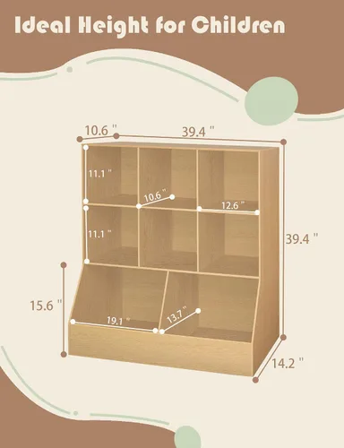 Miniatura 3 de DINZI LVJ Organizador de almacenamiento de juguetes, estantería para niños, gabinete de almacenamiento de juguetes de madera, estantería para niños